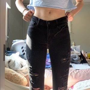 black abercrombie and fitch black distressed jeans
